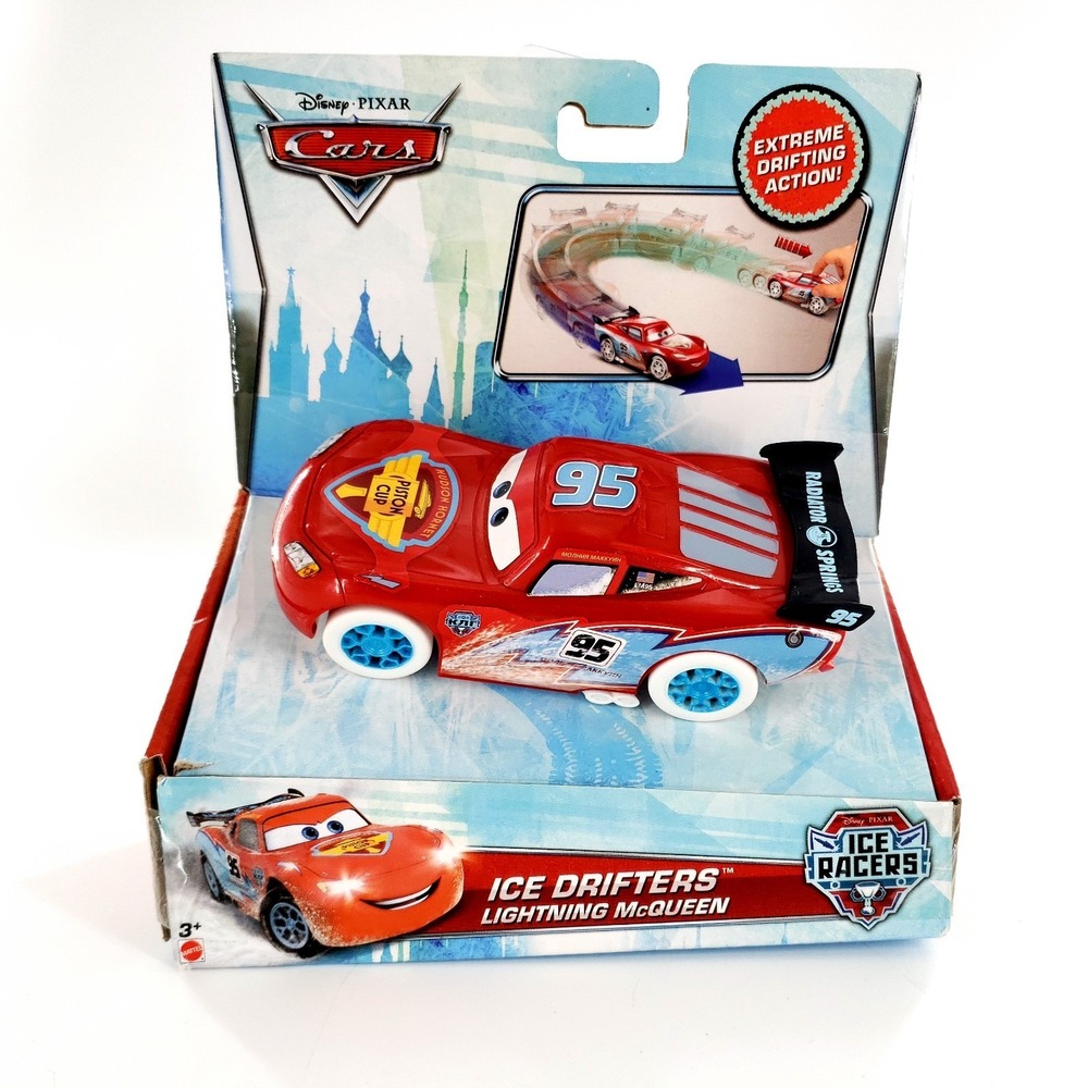 Disney Pixar Cars Ice Racers Ice Drifters Lightning McQueen 2014 Mattel New